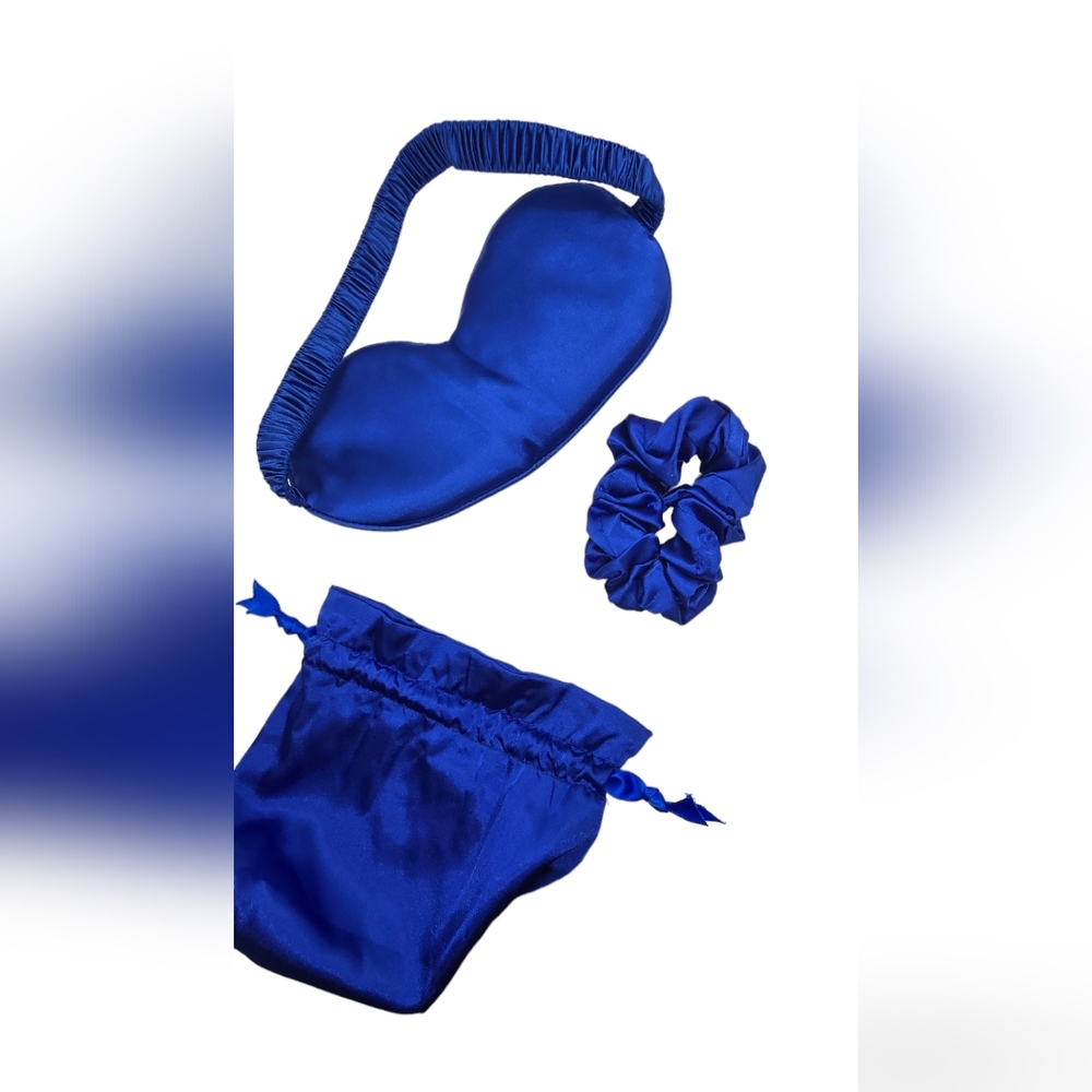 Silk-Like Royal Blue Sleep Mask & Scrunchie Set